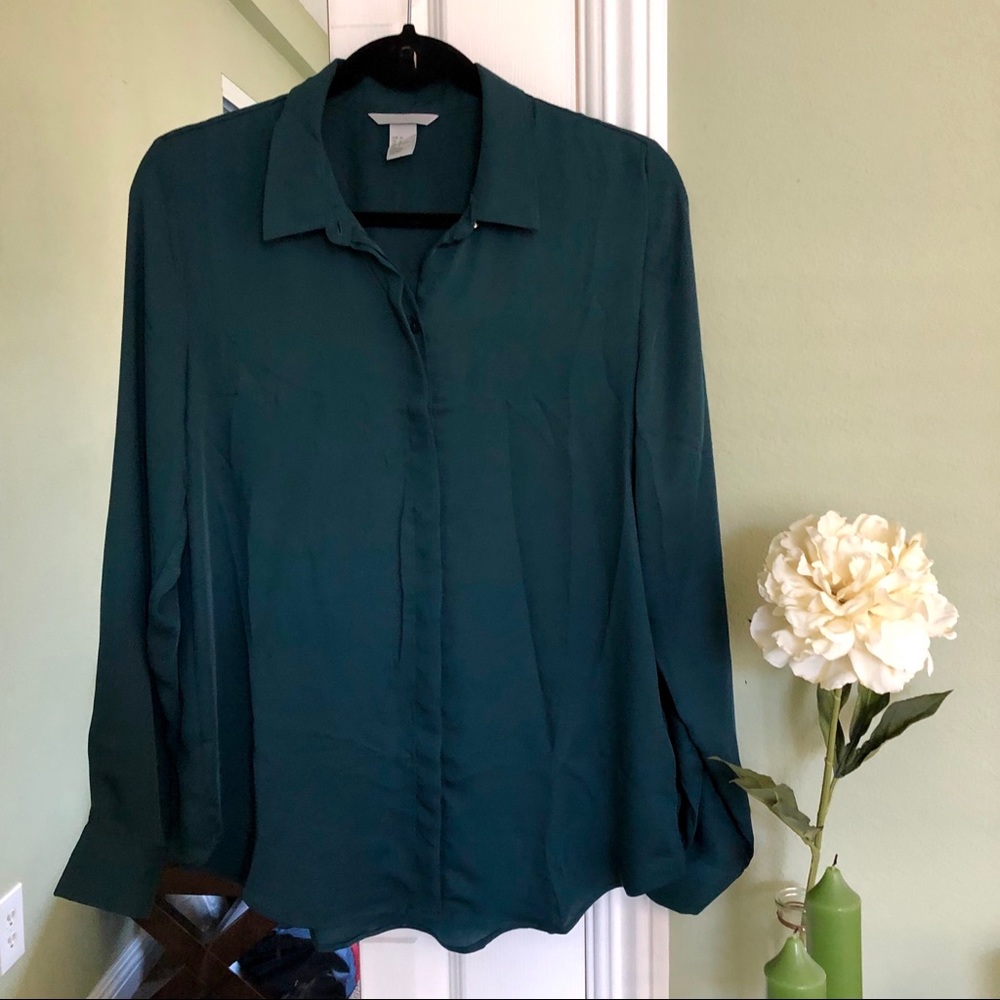 NEW Teal Silky Button Up
